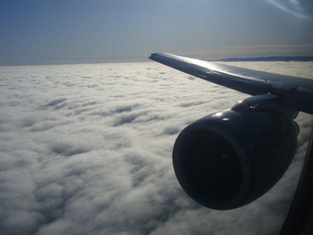 Cruising above an unbroken cloud deck.