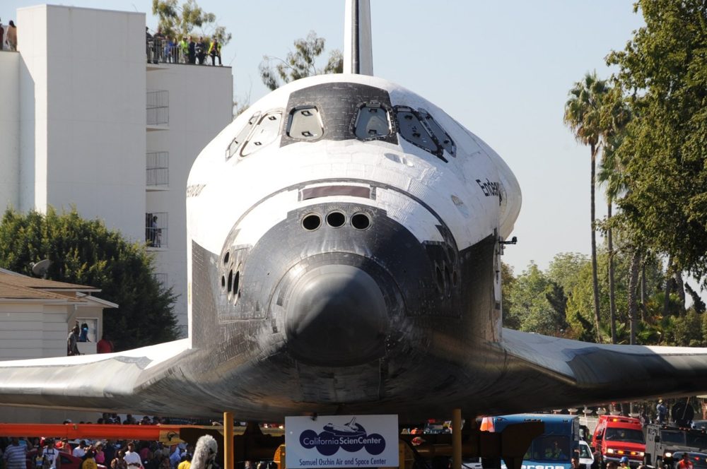 Space Shuttle Endeavour moving through the streets of Los Angeles, October 2012.